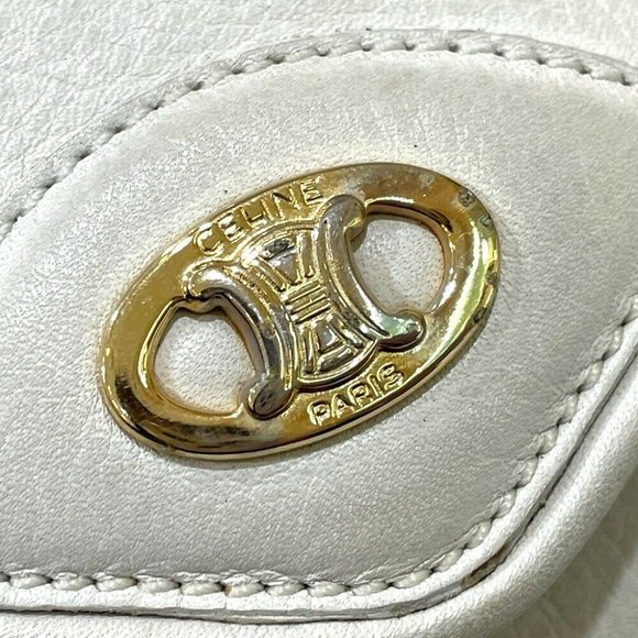 CELINE MacadamHardware vintage 2way Crossbody Shoulder Bag White/GoldHardware - Picture 3 of 12
